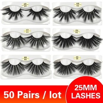 

50 Pairs 25mm Lashes Wholesale Eyelashes 28 Styles Handmade Long Faux Mink Eyelashes Makeup 3d Eye Lashes