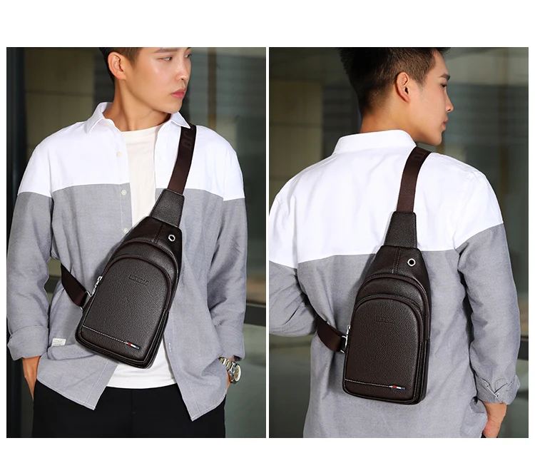 Wobag Мужская Одна сумка на ремне нагрудная Мода из кожи ПУ портативный однотонный деловой сумка через плечо