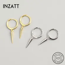 INZATT, настоящее 925 пробы, серебряные круглые конусные серьги-кольца для модных женщин, вечерние ювелирные изделия, геометрические аксессуары в стиле панк
