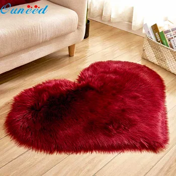 

Ouneed Non Slip Floor Mats Love shape Artificial Wool Sheepskin Carpets Bedroom Shaggy soft rugs tapis salle de bain Home Decors