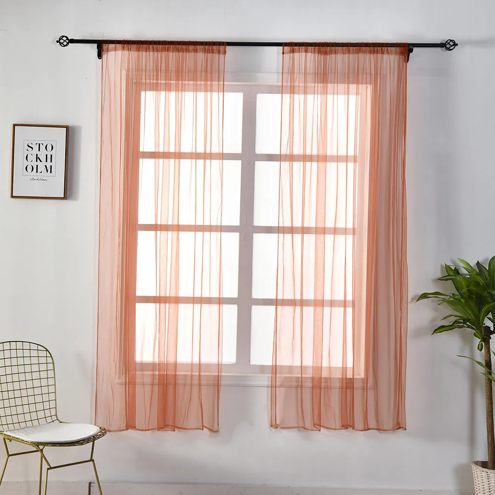 Чистый отвесный занавес тюль для обработки окна вуаль драпировка балдахин 1 панель ткань основной стиль cortinas para la sala# A - Цвет: I