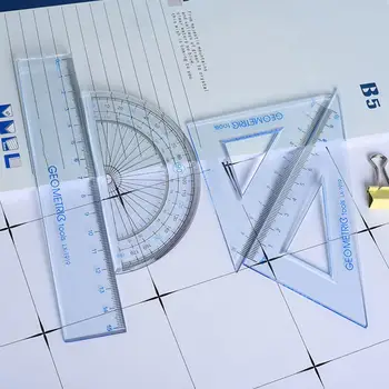 

4Pcs Drawing Measurement Math Geometry Triangle Ruler Straightedge Protractor 2019