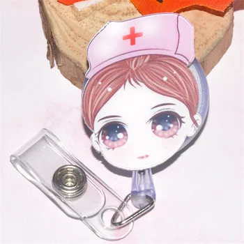 

New listing Cute nurse cartoon easy buckle Doctor retractable buckle Card Badge Holder Clip Student Doctors Badge Holder
