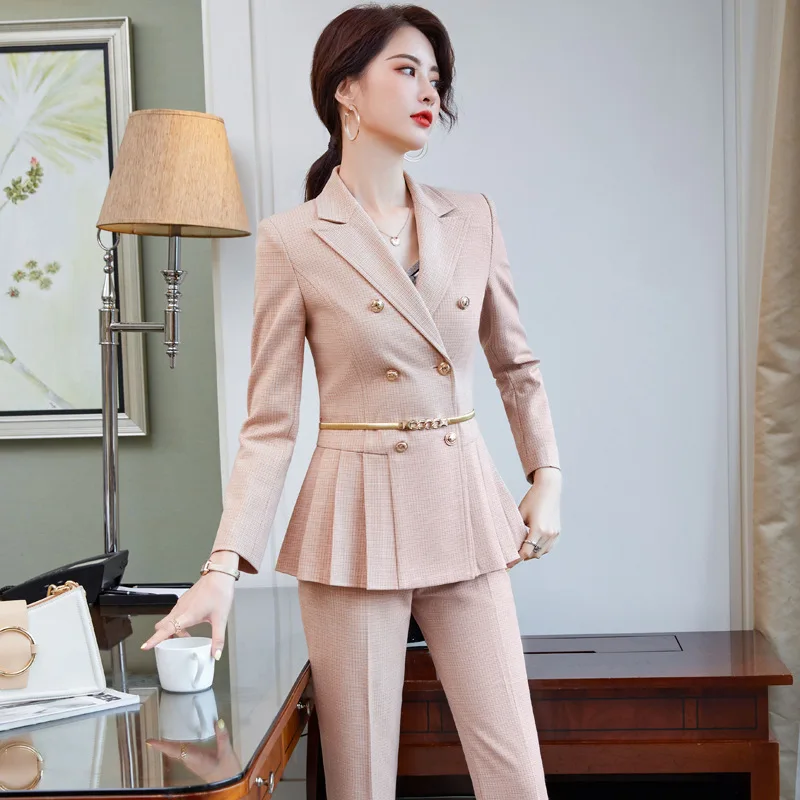 

Women Pant Suit Business Formal Wear High-End Professional Manager Interviewee 2 Piece Blazer Trousers Conjunto Blaser Set