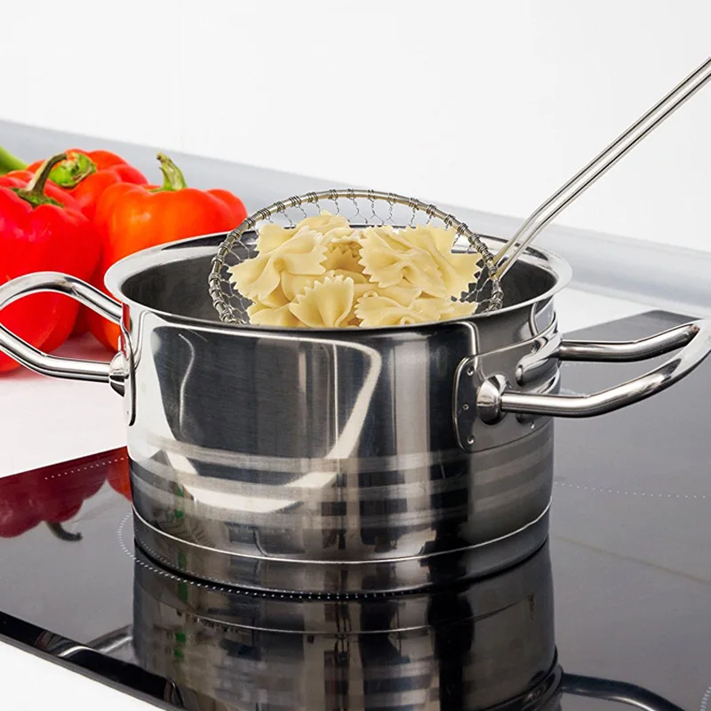 High Quality Reinforced 304 Stainless Steel Wire Mesh Surface Remove Kitchen Colander Kitchen Fried Fishing Kitchen Cooking Filt