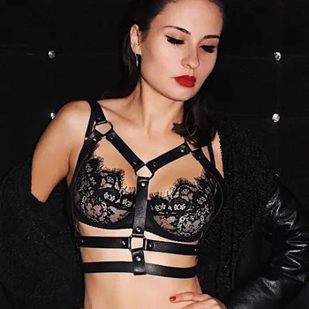 

Ronllona Leather Harness Belts For Women Bust Bondage Leather Garter Suspenders For Women Punk Lingerie Harness Body Bra Cage