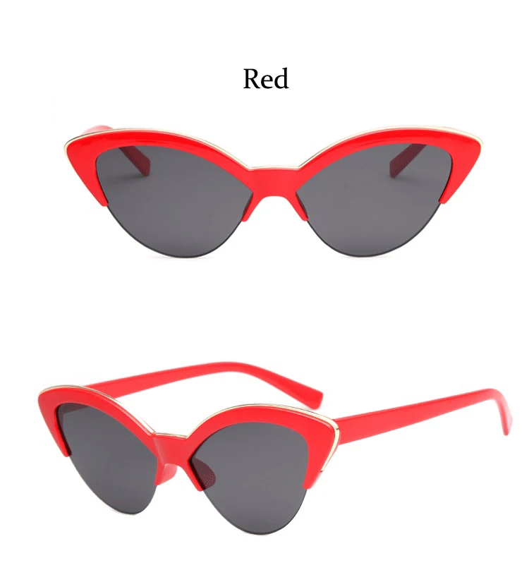 cute sunglasses vintage White Cat Eye Sun Glasses For Women Vintage New Fashion Small Half Frame Eyewear Trending Travel Sexy Woman Sunglasses big frame sunglasses