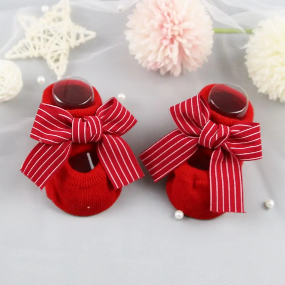 Headband Bow Socks Baby Christmas Gift Toddler Floor Socks Infant Anti Slip Socks Socks Headband Set Newborn Baby Girl Socks