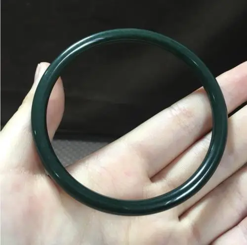 LETSFUN Fine Jewelry натуральный класс "А" красивый темно-зеленый "Хотан" нефрит браслет