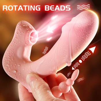 3 IN 1 Clitoris Sucking Rotating Beads Dildo Vibrator Panties for Women Vagina Stimulator Adult 18 Sex Machine Female Sucker Toy 1