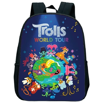 

12 Inch Kids Cute Cartoon Trolls World Tour Kindergarten Backpack Toddler School Bag Boys Girls Anime Bookbag Children Mochila