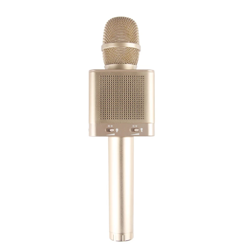 

New Q10S Wireless Karaoke Microphone 2.1 Sound Track Dimensional Sound Voice Change 4 Speakers Smartphone(Gold)