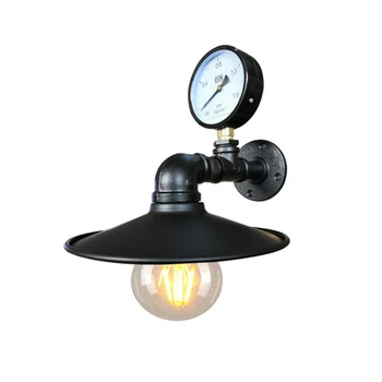 

Retro Creative Water Pipe Light Cafe Restaurant Barber Gallery Iron Pressure Gauge Hose Wall Lamp