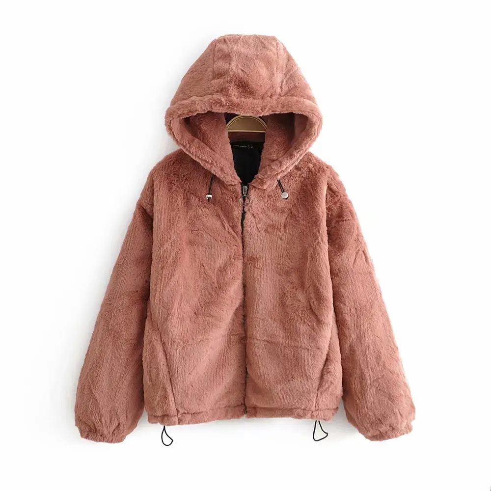 

2019 Autumn And Winter New Style Western Style Simple Versatile Casual Hooded Pullover Furry Coat