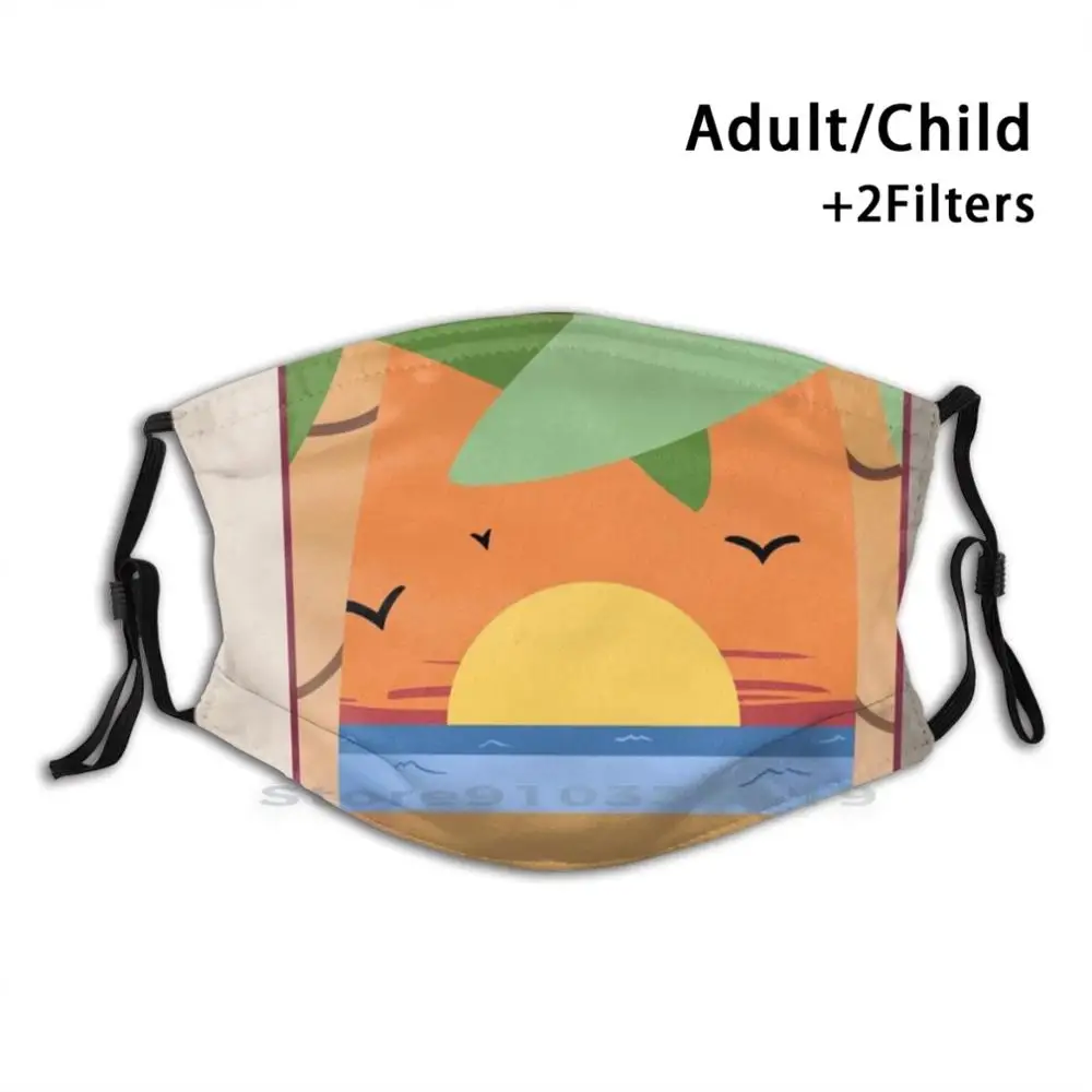 Some Day... Print Reusable Pm2.5 Filter DIY Mouth Mask Kids Beach Palm Tree Girls Summer Quarantine Tissue Red Sunset Days | Аксессуары