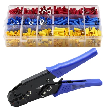 

0.5-6mm2 crimping Pliers crimp terminals kit 27 Types 700Pcs Wire Connectors tinned brass Pvc insulator high precision clamp set