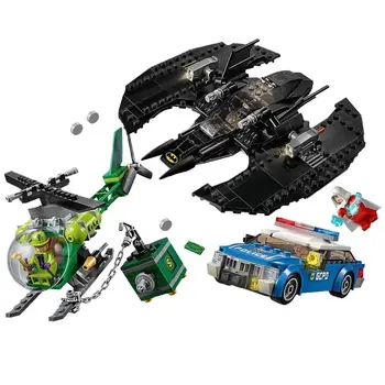 

76120 513pcs Super Heroes Series The Batman Batwing And The Riddler Heist Model Building Blocks Bricks Education Toys Gift 11352