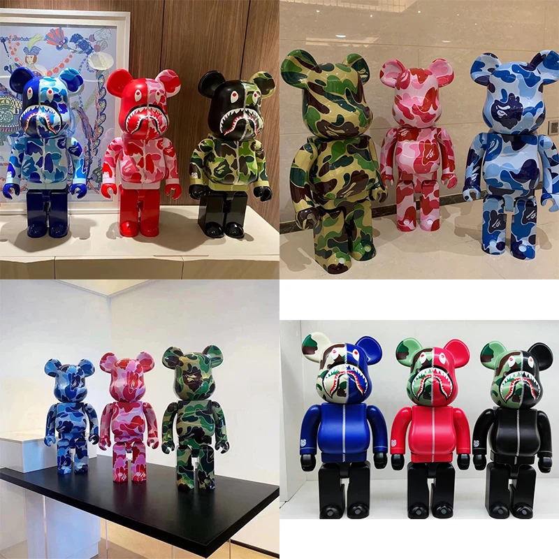 400% 28 см Подвижная кукла Bearbricklys мультяшный камуфляж строительные блоки медведь из