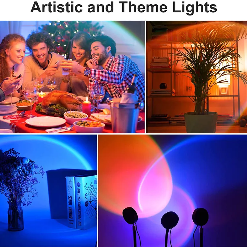 Sunset Projector Lamp Rainbow Atmosphere Night Light Sunset Light For Bedroom Room Decoration Background Wall Tiktok Table Lamp moon night light