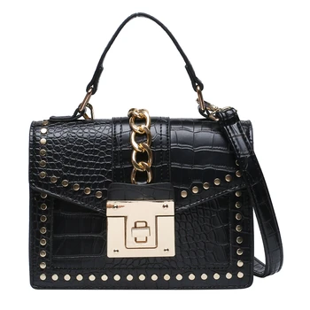 

Alligator Handbag Small Crossbody Bags For Women 2020 Fashion PU Leather Ladies Shoulder Bag Designer New Rivet Chain Decoration