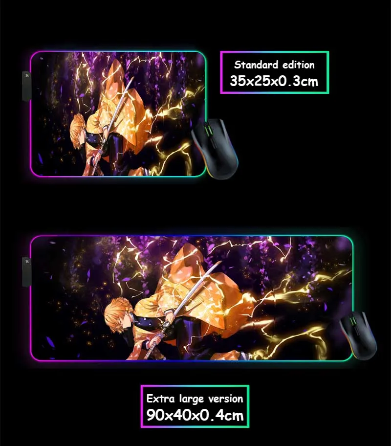 XGZ большой RGB коврик для мыши черный замок Край молния меч аниме Demon Slayer Kimetsu No Yaiba компьютерный стол коврик резиновый нескользящий