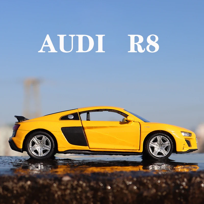 Coche de Metal fundido a presión modelo Audi R8 1/36 para niños, juguete de colección, regalo de Navidad, decoración para el hogar y la Oficina