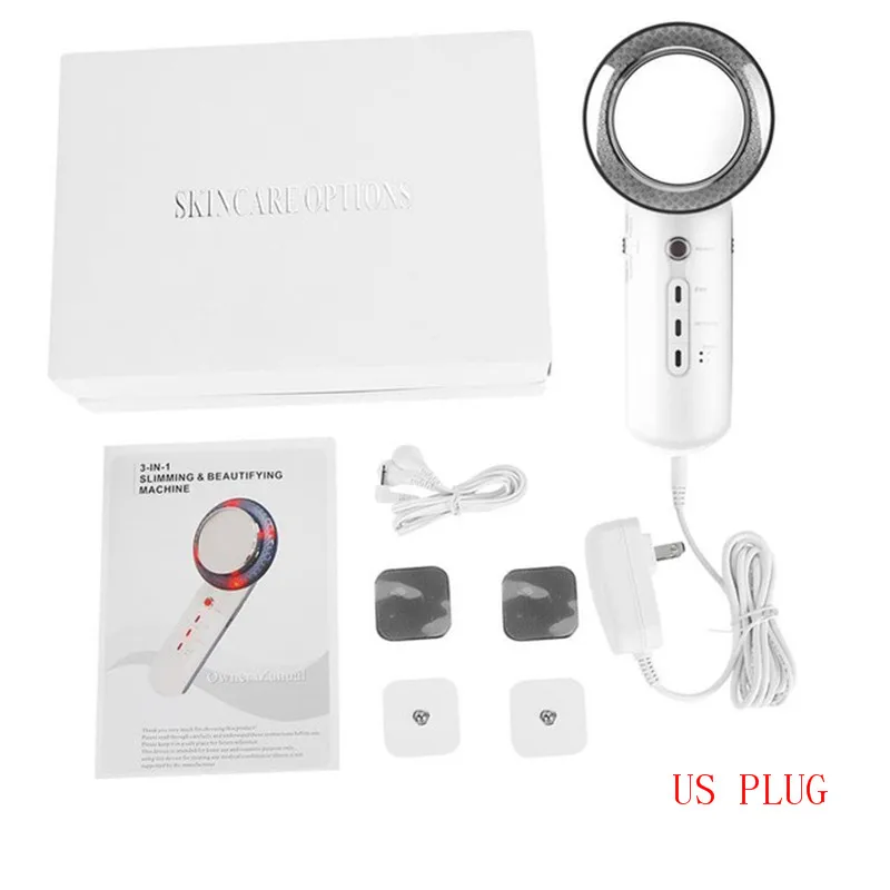 3 in 1 Ultrasound Cavitation Body Slimming Massager Weight Loss Anti Cellulite Fat Burning Painless Galvanic Infrared Massager - Цвет: 01 US PLUG