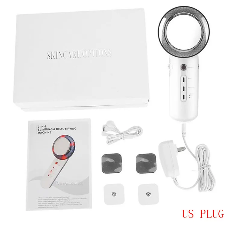 01 US PLUG 3 in 1 Ultrasound Cavitation Body Slimming Massager Weight Loss Anti Cellulite Fat Burning Painless Galvanic Infrared Massager - Цвет: 01 US PLUG