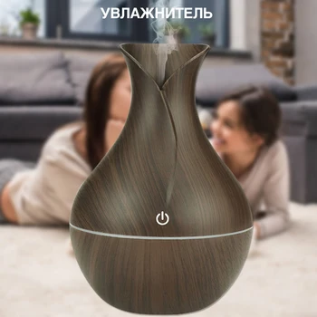 

2021 Air Humidifier Wood Grain 7 Colors Aroma Essential Oil Diffuser Ultrasonic USB Changing LED Lights for Office Home DropShip