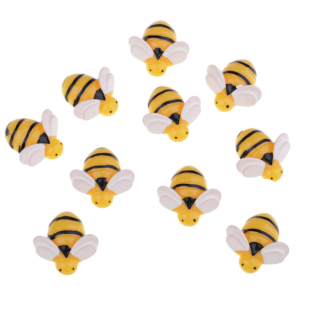 10pcs Resin Flatback Embellishment Bee Shape For DIY Clothing Bag Decoration
