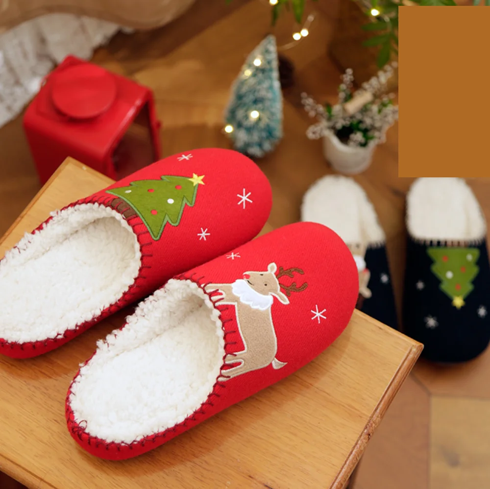 

Women's Christmas Winter Sandals Couple Slippers Flip-Flops Cute Slippers Flat Slide Furry Slippers Slippers Large Size 46