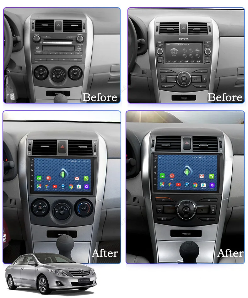 4G Lte All Netcom 9 inch 2G RAM 32G ROM auto radio dvd player Android 8.0 car stereo for Toyota Cor