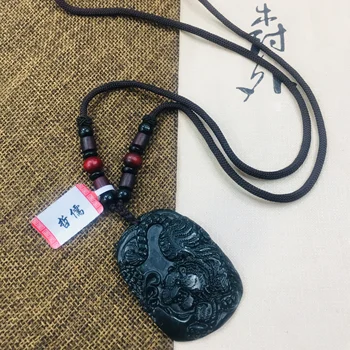 

Jewelry Pure Natural Black Jade Carved Tiger Pendant Necklace Jewelry for Men and Women Send Certificate