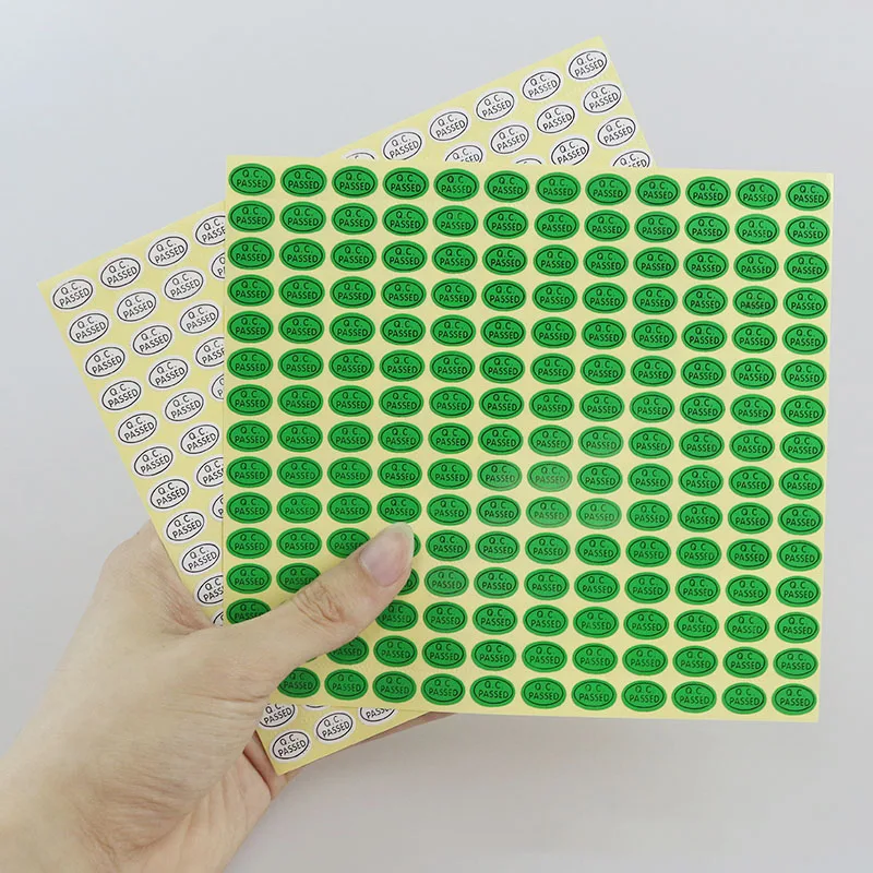 QC stickers lable paper QC PASSED label stickers self adhensive oval white/green 2700pcs/lot