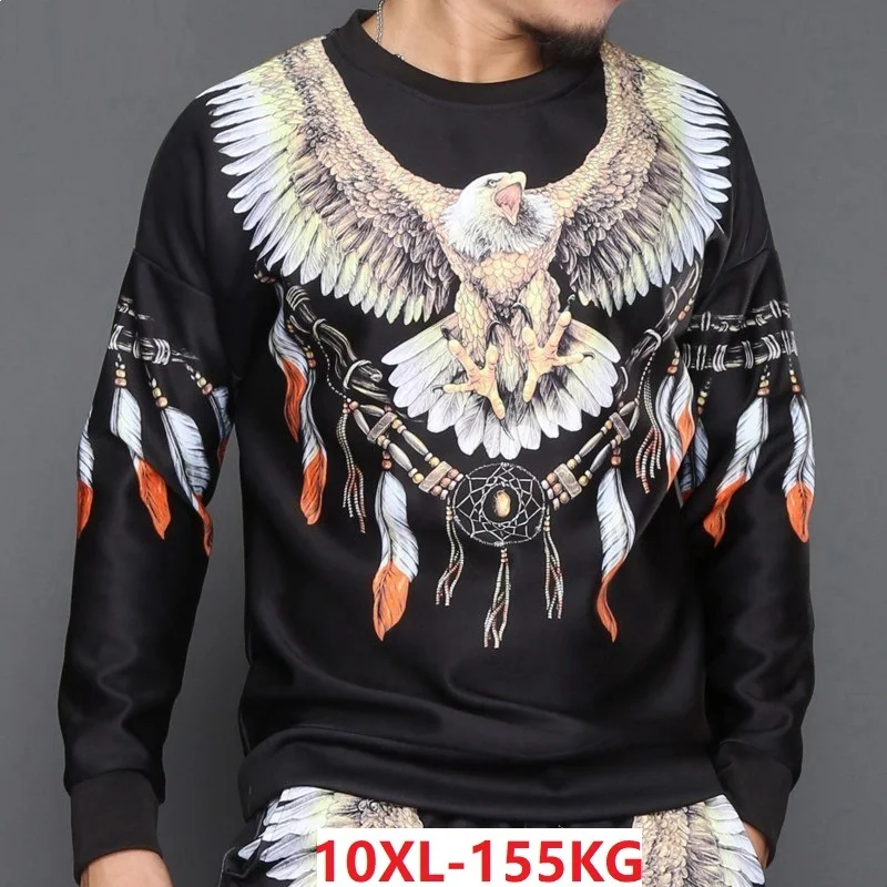 

high street spring men fashion Hoodies Sweatshirts plus size big 8XL 9XL 10XL novel coat cool 56 60 pull over sports Sweatshirts