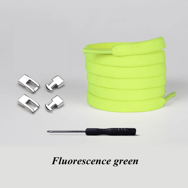 Elastic Cross buckle ShoeLaces New 1 Second Quick No Tie Shoe laces Kids Adult Unisex Sneakers Shoelace Lazy Laces Strings Fluorescence Green