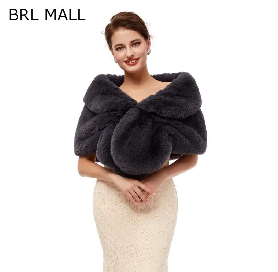 pj19170 BRL MALL 155*45 см размера плюс розовый черный женская меховая Наплечная накидка Свадебные Шали накидка искусственный мех свадебное пальто Шраг Болеро PJ19170 - Цвет: pj19170