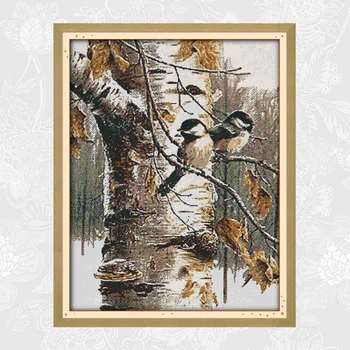 

Autumn Birds Patterns Needlework,DIY Handmade Cross Stitch Embroidery kits,Precise Printed Counted Cross-Stitching