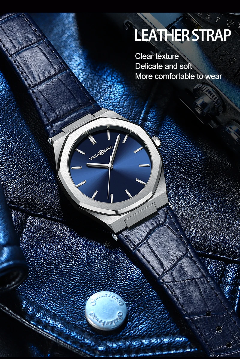 2021 New Luxury Genuine Leather Band Business Men's Quartz Watches Waterproof Creative All Black Dial Brand Male's Wristwatch