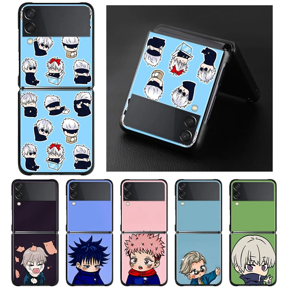 Best Case For Samsung Galaxy Z Flip3 5G Cases Hard PC Fundas For Samsung Z Flip 3 5G z flip Cover Jujutsu kaisen Cute Characters galaxy flip3 case