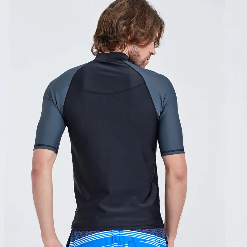 Rash Guard Surfing Swimsuit SBART-Surf Rash Guards Top for Men, Lycra Short Sleeve, UPF50 +, Quick Dry Surf-Clothes, Man Swim Kitesurf, Windsurf Dive T-Shir