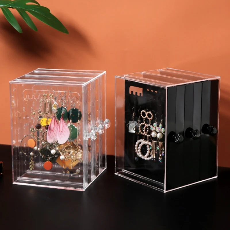 Desktop storage box organizer Earrings box earrings jewelry storage box dust-proof hanging jewelry store transparent display box
