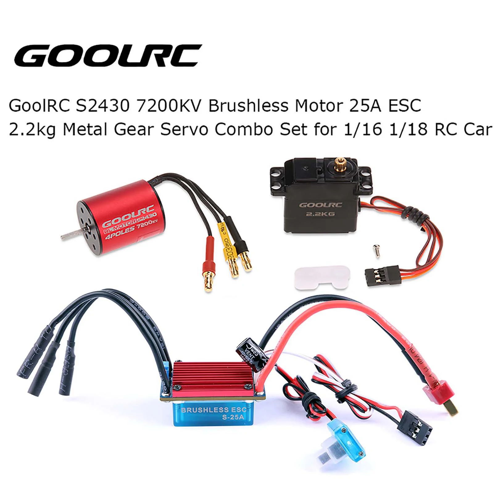 Набор S2430 7200KV бесщеточный мотор 25A ESC 2 кг металлическая Шестерни комбинированный