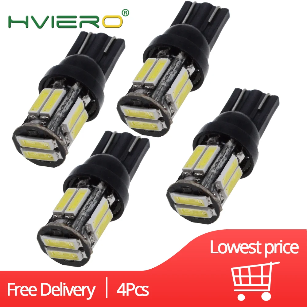 

4X 10Led 7020 Auto Car T10 W5W LED 194 168 Wedge Replacement Reverse Instrument Panel Lamp White Blue Bulbs For Clearance Lights