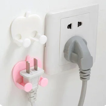 

Multifunctional hook plug finishing bracket Apple-type socket power cord storage rack white pink decorative wall hooks