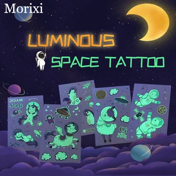 

Cartoon tattoo sticker for kids starry sky star Space navigation ultra thin body film water transfer luminous fake tattoo RA049