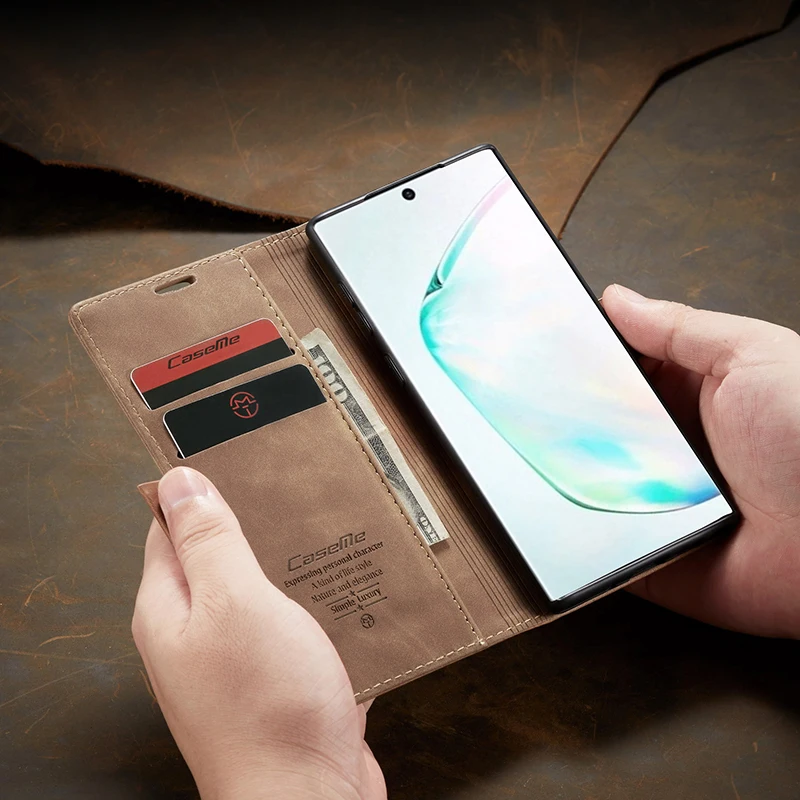 Магнитный чехол-кошелек для samsung Galaxy Note 10 10+ держатель для карт, откидная крышка, ретро кожаный чехол для телефона, для samsung Note 10 Plus Pro
