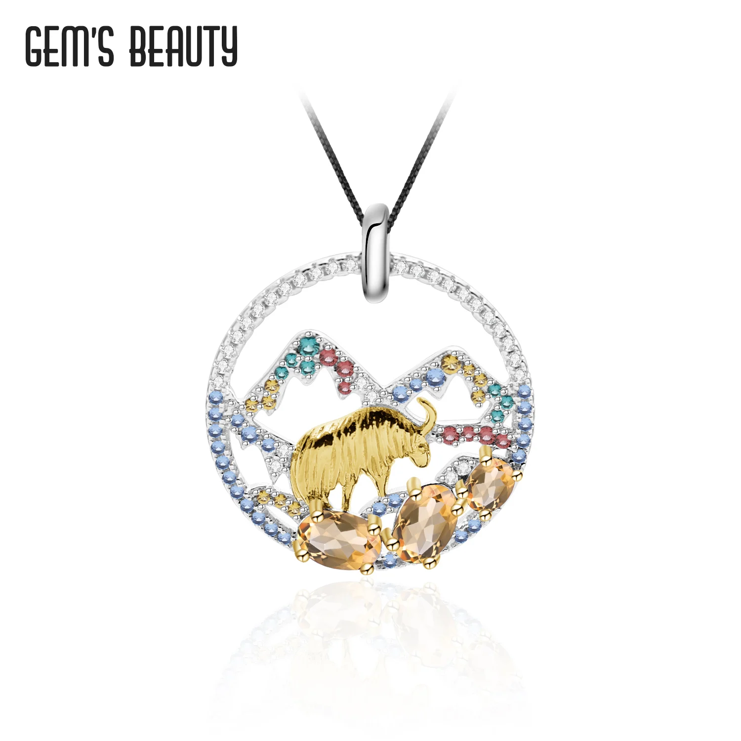 GEM&amp#39S BEAUTY 925 Sterling Silver 18K Gold Filling Goat Necklace Natural Citrine Handmade For Women Romantic Gift | Украшения и