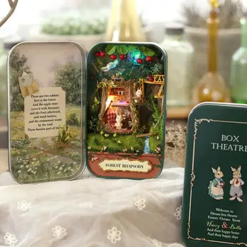 

Theater Dollhouse Miniature Scene Box Wooden DIY Handmade Boxes Cute Mini Doll House Furniture Assembly Model Toy House