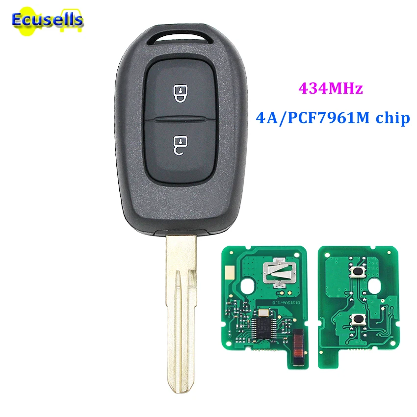2 кнопки дистанционного ключа 434 МГц с чипом 4A PCF7961M для Renault Sandero Dacia Logan Lodgy Dokker Duster